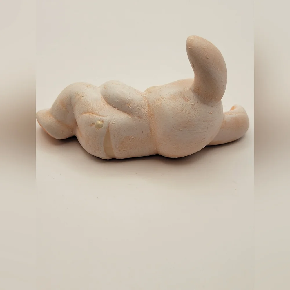 Vintage Handpainted Sleepy Bunny Baby Figurine. Marked CC. - Picture 5 of 7